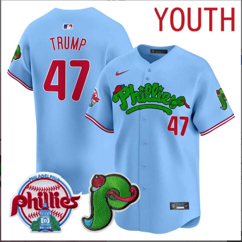 Youth  Philadelphia Phillies #47 Trump blue Limited 2024 MLB Nike jersey